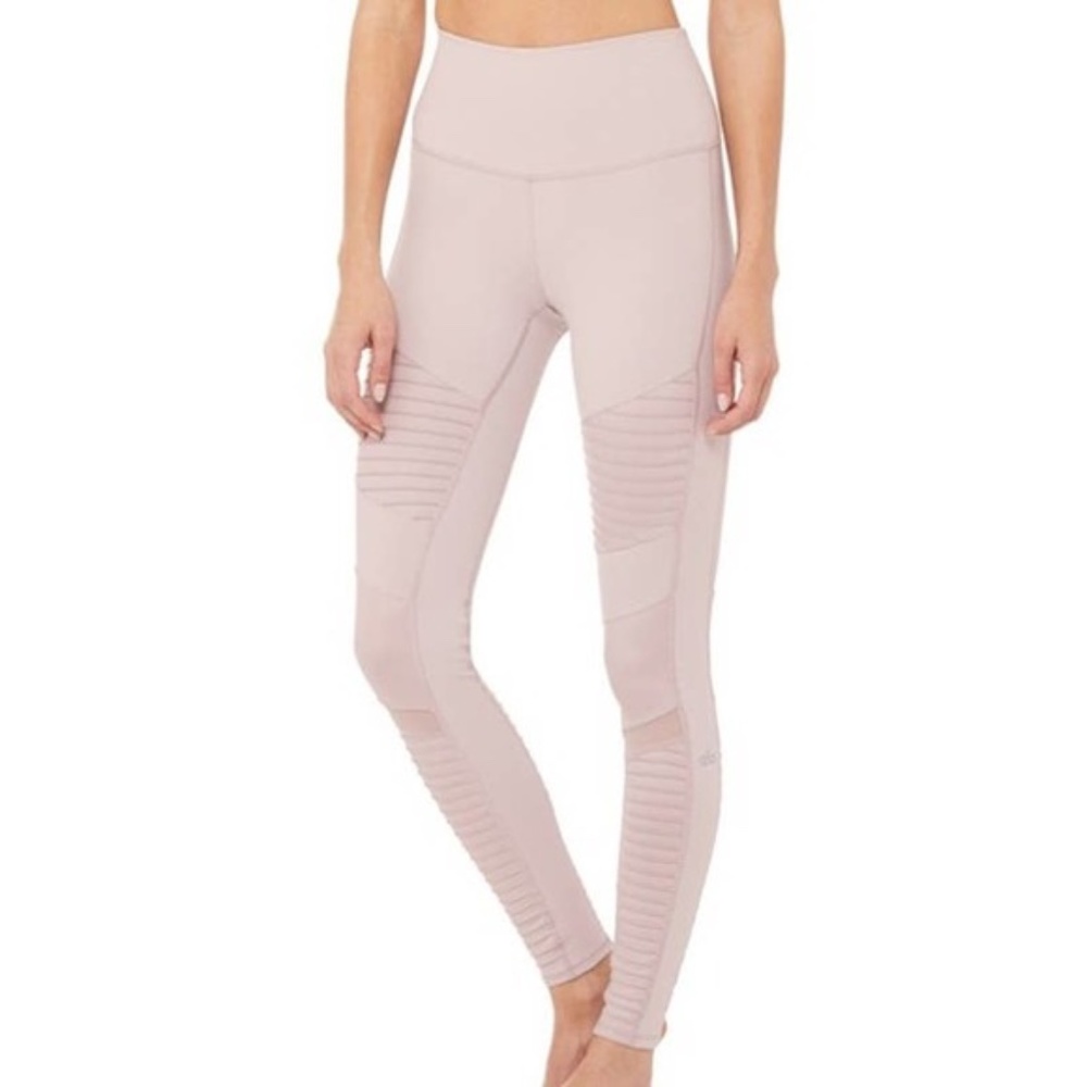 ALO Moto Leggings Pale Pink High-Waist